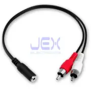Female 1/8" 3.5mm Stereo Jack to Twin/2x Male RCA Adapter Connector Cable