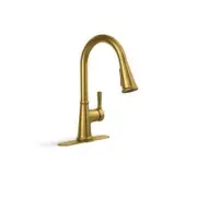 Kohler Tyne Single-Handle Pull-Down Sprayer Kitchen Faucet in Brushed Brass