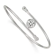 Sterling Silver Polished Cz Bangle