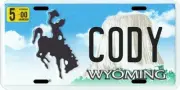 Cody Wyoming Aluminum License Plate
