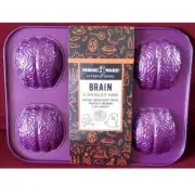 Nordic Ware BRAINS Cakelet Pan Halloween 6 Cavities Bake Ware Mold 3 Cup NEW