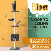 i.Pet Cat Tree Scratching Post Scratcher Tower Floor to Ceiling Cats Bed 260cm