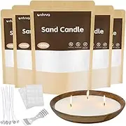 Vivva Bulk 5KG Natural Candle Wax Sand with 20 * 15 cm Cotton Wicks, 80 Stickers and 2 Holder, Sand Wax,Refillable Pearled Candle for Candle Making,Weddings,Party
