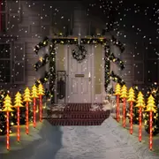 5 Pack Christmas Candy Cane Solar Lights Pathway Stakes LED Lights Christmas Outdoor Decorations -Christmas tree