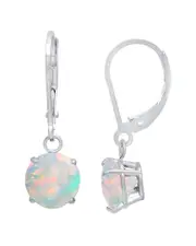 MaxColor Silver 1.00 ct. tw. Lab-Grown Opal Dangle Earrings