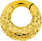 [Pierced Owl] 6GA 316L Stainless Steel Textured Geometric Pattern Hinged Clicker Ring for Stretched Piercings