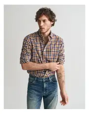 [Gant] Regular Fit Checked Light Twill Shirt in Cacao