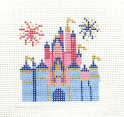 Lauren Bloch Patriotic Magic Castle Square 10 ct Handpainted Needlepoint Canvas