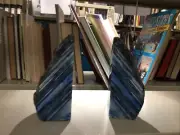 Blue Crystal Geode Bookends
