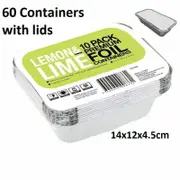 60 X Small Foil food Container Tray and Lid Roasting BBQ Takeaway Oven Trays