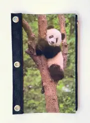 Back to School Supplies Pencil Case 3 Ring Zipper Panda Bear