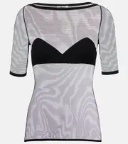 [Nensi Dojaka] Nensi Dojaka Mesh top AU 10 black