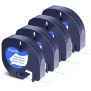 Compatible Dymo LetraTag Refill 91331 Plastic White Label Tape 12mm LT-100H 4PCS