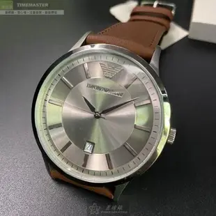 ARMANI 阿曼尼男女通用錶 42mm 銀圓形精鋼錶殼 銀色簡約錶面款 AR00005