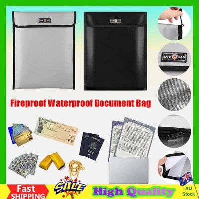 Fireproof Waterproof Document Bag File Money Safe Box Secret File Protect PoucRK