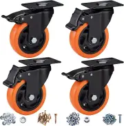 Castor Wheels, 100Mm Castors, Heavy Duty Caster Wheels Set of 4 - ASRINIEY Swive