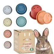 8 Piece Stacking Cups for Rabbits - Wheat Straw Toys with Cute Animal Designs