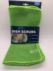 Green Micro Mesh Dish Scrubs 3 Per Pk Fast Drying Rinses Clean Scratch Free