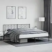 Metal Bed Frame Without Mattress with Headboard Black 183x203 cm King Furniture Bedroom