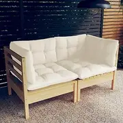 2-Seater Garden Sofa with Cream Cushions Solid Wood Pine Outdoor Furniture Patio