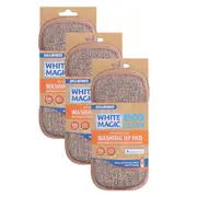3x White Magic Double-Sided Dish Washing Up Pad Cleaning Sponge Scrubbing Pebble