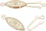 GOMAKERER 5 Pcs Real 14K Gold Plated Filigree Necklace Clasp, Alloy Oval Fish Hook Clasp Horse Eye Jewelry Slide Clasp Bracelet Connector for Necklace Bracelet Chain Jewelry