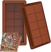 WADY 2 Pack Chocolate Moulds, 10 Grids Deep Chocolate Mould, Kitchen Baking Molds, Deep Chocolate Bar Mould, Suitable for Home Kitchen Bakery Cafe, Easily Make Delicious Chocolate