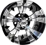 Red Hawk TIR-RX188 Wheel Machined Gloss Black, 14x7 ET-25 Golf Carts