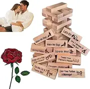 Lust Tower Games for Adults，48Pcs Super Naughty Block Tower Game for Couples Valentine Tumbling Stacking Wooden Block Game for Date Night Ideas for Lover Drunking Games (1 Set)