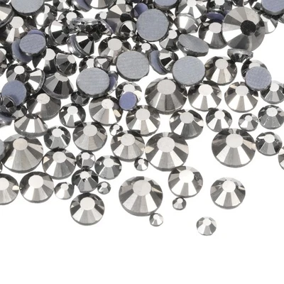 1036 Pcs Hotfix Rhinestones Crystal Glass Gems (SS6-SS30 Set,Dark Gray)