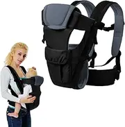 Huifen Adjustable Baby Carrier for Infant, Baby Wraps Carrier Newborn Essentials Breathable Baby Hip Carrier Portable Baby Carrier Sling for Newborn to Toddler Girl and Boy 6-44 lbs (Black)