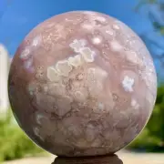 1.15LB Natural Sakura Flower Agate QUARTZ Sphere Crystal Ball Healing