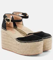 [Gianvito Rossi] Gianvito Rossi Suede platform espadrille wedges AU 9 black