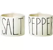 Rae Dunn By Magenta 3" Salt & Pepper Cellars Ceramic White NEW