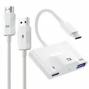 USB C Wireless HDMI Transmitter and Receiver,Casting Device Plug & Play Portable Extender,Streaming Video Audio from Laptop PC Smartphone to TV-White