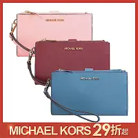 在飛比找Yahoo奇摩購物中心優惠-Michael Kors 防刮皮革 雙層拉鍊手提長夾 (多色