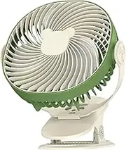 Small Clip Fan - Personal Portable Clamp Fan Desk | USB Rechargeable, 5 Speeds Adjustable, Ambient Lighting, Strong Airflow for Dorm, Bedroom, Stroller, Travel, Camping Supplies