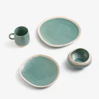 在飛比找蝦皮商城優惠-【WAGA】湖藍織紋陶瓷淺碗/淺盤/馬克杯《WUZ屋子》盤子