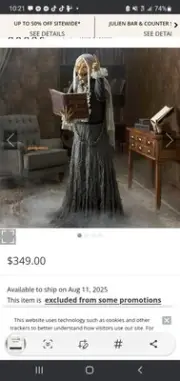 Grandin Road Halloween Animated Haunted Librarian 66"