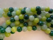 8 mm gemstone mixed green round beads 7 in strands