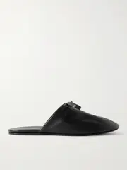 [Marie Adam-Leenaerdt] Marie Adam-Leenaerdt - Bow-embellished Leather Slippers - Black - IT36 IT 36 Black