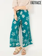 FatFace Eliza Teal Blue Lino Shell Cropped Trousers (AK4828) | $97