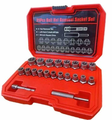 21pc Duo Metric 3/8" Dr. Impact Bolt Nut Extractor Twist Socket Remove Damage