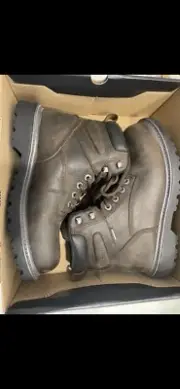 Wolverine Waterproof 6" Dark Brown Steel Toe Leather Boots, Women's Size 9