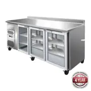 Bar Fridge 543L 3 Glass Door 2005x600x1030mm Splashback Tropicalised Refrigerate