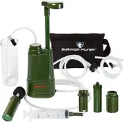 Survivor Filter PRO Hydration Extender Pump Water Filter Backwashing System - Virus Heavy Metal Tested 0.01 Micron Water Filter Camping, Hiking Emergency.