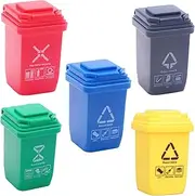 DHWEKU Pack of 5 Mini Rubbish Bins for Dollhouse Furniture in Scale, Rubbish Sorting Bin Toy Rubbish Bin Toys Children's Toy Wheelie Bins