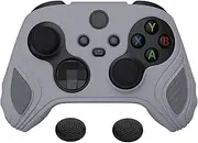 PlayVital Scorpion Edition Two-Tone Anti-Slip Silicone Case Cover for Xbox Series X/S Controller, Soft Rubber Case for Xbox Core Controller with Thumb Grip Caps - Metallic Gray & Dark Gray