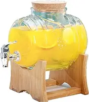 Glass Drink Dispenser with Tap and Stand, 3L/5L Barrel Ice Drink Dispenser, Jar Drinks Dispenser, Cold Drink Kettle Container for Fridge, Iced Tea, Lemonade, Bar, Party
