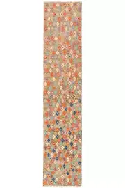 Kilim Afghan Hand-Woven Oriental Carpet 391x80 cm-Läufer,Kilim,Carpet,Rug,Gray